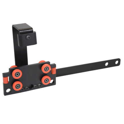 Carrello di testa FlexRail con braccio overlap per sovrapposizione tende, sistema a 8 ruote
